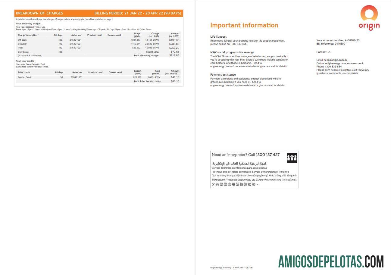 Em branco Conta de serviços públicos de origem da Austrália, modelo Word e PDF, 4 páginas 3 4
